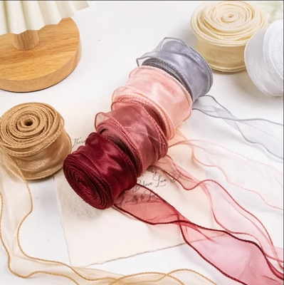 Ein guter Preis. Farbenfrohe Organza-Bandrolle Dekorationsgeschenk Warp Glitter Draht Seidenband für Blumengeschenke Verpackung DIY Accessoires Online