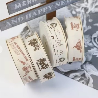 Ein guter Preis. Einfache RPET-Recycling-Baumwollband 100% Baumwolle 10mm-100mm Custom Printed Silk Screen Handwerk Geschenke Online