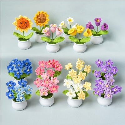 Ein guter Preis. Handgewebte Lilie des Tales in Topf, Hausdekoration, gestrickte künstliche Blume, Wolle, Häkel, Blumenstrauß, künstliche Blume, Geschenk Online