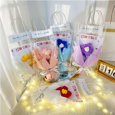 Ein guter Preis. Fertig Transparent Licht Verpackung Tasche Plüssig Blumen Bouquet Vielfalt Puppen In Großer Puff Bouquet Für den Frauentag Geschenk Online