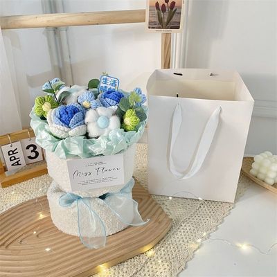 Ein guter Preis. Wolle-Hasenohr-Bouquet Handflächenblumenarrangement 20x35cm Ideal für Geburtstage Tier oder Lehrer Geschenk Online