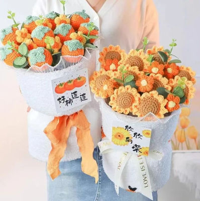 Ein guter Preis. Handgefertigter gestrickter Sonnenblumenstrauß, Geburtstagsgeschenk für Freundin/Bestie, kreatives Abschlussgeschenk Online