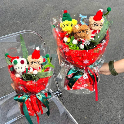 Ein guter Preis. Weihnachts-Twist-Tie-Welpen-Plüsch-Büschel Handgefertigt Süßes Hundes Blumengeschenk für Freund/Freundin bereit zum Geschenk Online
