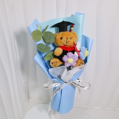 Ein guter Preis. Ph.D. Bärenstrauß - Absolventen-Plüschpuppenblumen für Paare und Studenten, kreatives Zeichentrickgeschenk Online
