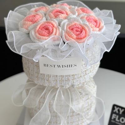 Ein guter Preis. Festival Blumensträuße gestrickte Wollblumen ewige Blumen gestrickte Rosen kreative Geburtstagsgeschenke Blumensträuße für Freundin und beste Freunde Online