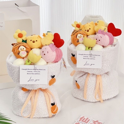 Ein guter Preis. Einzigartige Kindertagsgeschenke Plüschpuppen Blumensträuße mit liebenswertem Bären und verschiedenen Blumen Online