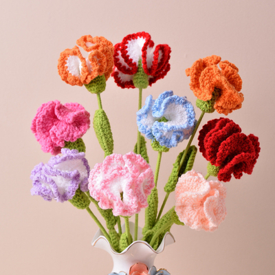 Ein guter Preis. 10x20cm Handgeflechtes Häkeln Nelke Künstliche Blumen Imitation Blüten in mehreren Farben perfekt Muttertagsgeschenk Online