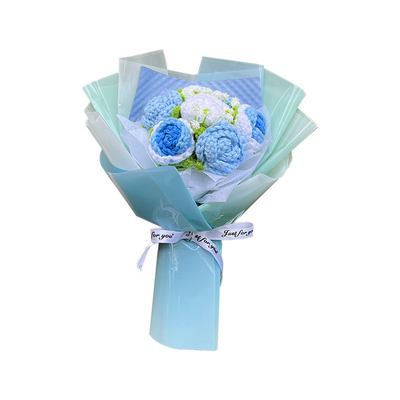Ein guter Preis. Kreative Sonnenblumen und Rosen Wollblumen Handgeflechtes Fertigprodukt Geflechtetes Blumenstrauß Valentinstagsgeschenk Kunstblumen Online