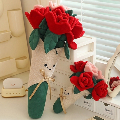 Ein guter Preis. Pink Rose Paarfest Geburtstagsgeschenke für Mädchen Großhandel Rose künstliche Blumenstrauß Online