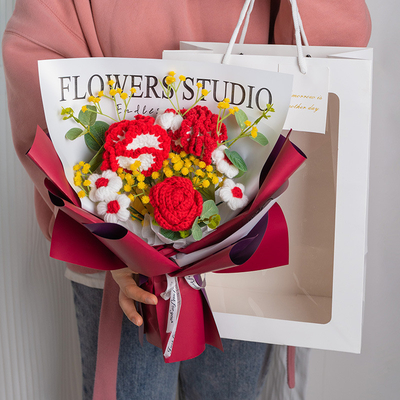 Ein guter Preis. 40x30cm Nelke Strickgarn Bouquet Schönes Muttertagsgeschenk Online