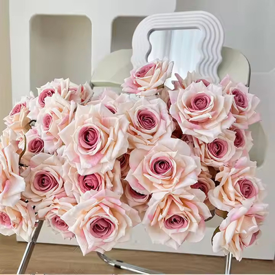 Ein guter Preis. Großhandel Billig Fälschung Blume 7 Kopf Seiden Rose Bouquet Kunstblume Rosa für Haus Hochzeitsdekoration romantisch Online