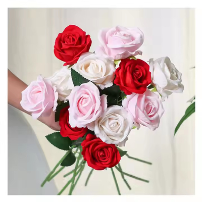Ein guter Preis. Realistische Einstock-Künstliche Blume Rose für Hochzeitsfeier Home Centerpiece Hotel Büro Dekor Online