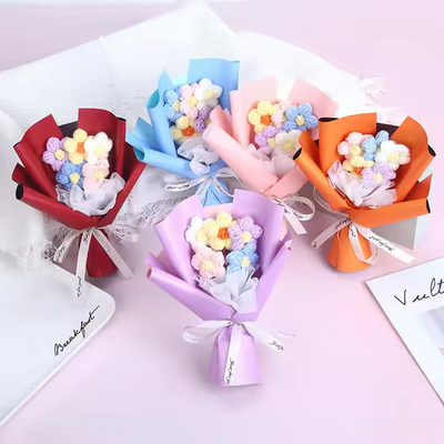 Ein guter Preis. Fertige Mutter Valentinstag Gekrochenen Bouquet Kreative künstliche Blumen Strick Puff Bouquet für Blumen Online