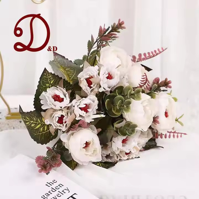Ein guter Preis. Großhandel Hochwertige Naturgleiche Pfeonenklocke Künstliche Blumensträuße Hochzeit Simulierte Rosenblumen Pflanzen zum Dekorieren Online