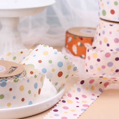 Ein guter Preis. Koreanische doppelseitige Farbe Polka Dot Kiefer Druckband DIY Bogen Haar Accessoires Kragen Blumenhut Schuh Blumen Dekoration Online