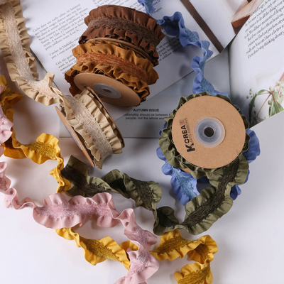Ein guter Preis. Doppelseitige Faltenpilzkante Plüsch elastisches Band DIY Bogen Haar Accessoires Geschenk Blumenverpackung Home Textil Kleidung Online