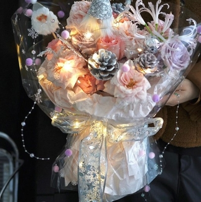 Blumenschatten, Weihnachtshaarkugeln, tanzende Schneeflocken, Zellophansträuße, Blütenpapier, Blumenmaterialien, Blütenpapier