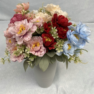 Neue 6-köpfige Popo-Peonien-Simulation Bouquet Hochzeitsleitfaden Set Falschblumen Heimfotografie Requisiten Hand Industrie Seidenblume