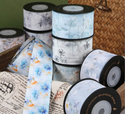 National Style Gentleman-Serie Vogellied Blumen Duft Blumen Druckband DIY Bogen Kleidung Haar Accessoires Verpackung Band