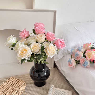 Künstliche Rose Single, Valentinstag zu Hause, Hochzeitsdekoration, Blumenwand, künstliche Blume, künstliche Blumenhersteller Großhandel