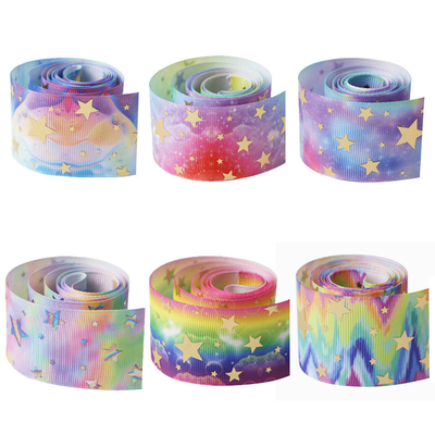 Meisida Band 3,8cm Gitterband heißes Gold und Silber Stern Regenbogen Gradient Farbband Großhandel
