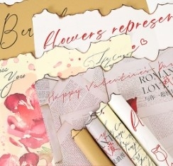 Flammenliebhaber Kunstpapier Feuerkante Retro Kuhhaut Blumenverpackung Papier