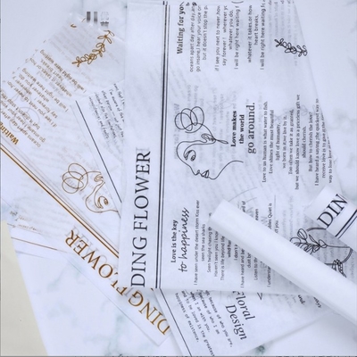 Ein guter Preis. Vielfarbiges Englisches gedrucktes weißes Birnenpapier Blumenstrauß Verpackung Innenverkleidung Papier für 30-45 Tage Versandzeit Online