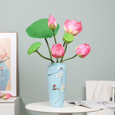 Ein guter Preis. Lotus künstliche Blumen, simulierte Blumen, taktile Lotusblätter, Lotus Hülsen, neue chinesische Wohnkultur, simulierte grüne Pflanzen, Lotus Foto-Requisiten Online