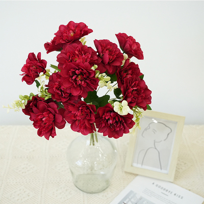 5 Pfingstrose und Chrysanthemen künstliche Seidenblumen, Pfingstrose künstliche Blumen, handgeführte Blumensträuße, Hochzeitsblumenarrangements, Tischdekoration Blumenornamente