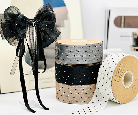Geschenkverpackungsband 4cm mit Punkten und Baumfalten Ideal für Blumenverpackungen und Kopfbekleidung
