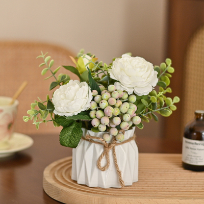 Ein guter Preis. Nordic frische und leichte künstliche Blumenverzierungen, künstliche Blumen für das Wohnzimmer, getrocknete Blumen, Couchtischdekorationen, Esstischblumen, Seidenblumenarrangements Online
