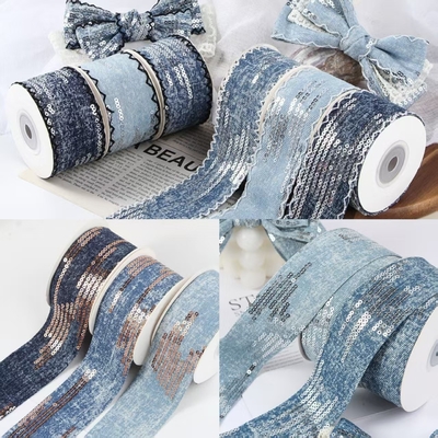 Ein guter Preis. Sequins, Hooked-Kanten, gerade Kanten, Denim-Streifen, handgefertigte Bogen, Haarzubehör, Bänder, DIY-Materialien, Bekleidungszubehör, Riemen Online