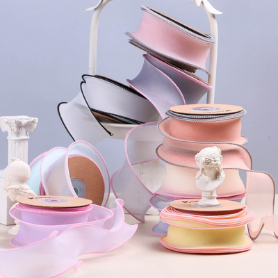 Ein guter Preis. Vielseitige Verwendung Farbiger Kanten Chiffon Transparentes Gewebtes Band für Haarzubehör Online