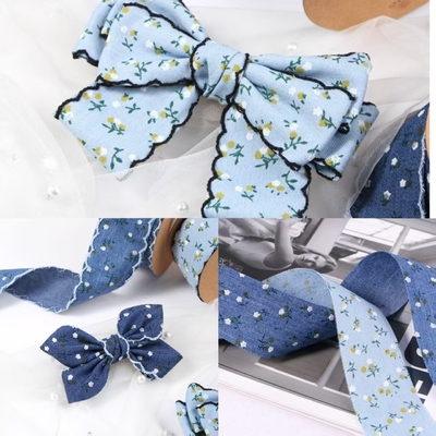 Ein guter Preis. Knospenrand/gerade Kante einseitige kleine Blumenimitation Denimband Blumengutschachtel Verpackung DIY Bogenkopfband Online