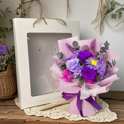 Ein guter Preis. Grenzüberschreitende konservierten Blumen lila Rosenstrauß fertig Valentinstag, Geburtstagsgeschenk der Freundin, konservierten Blumen High-End-Dekorationsartikel Online