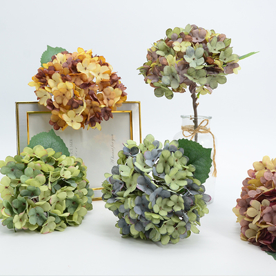 Europäisches Ölgemälde Stickkugel Einzelzweig Simulation falsche Blume Retro Blumenarrangement Herbst Farbe Stickkugel Hochzeitsszene Tisch Blumenarrangement