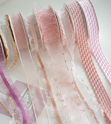 Ein guter Preis. Stoffband-Blumenstrauß-Gurt für Backen DIY Handgemachte Blumenverpackungsband Sanfte Rosa Lila Serie 4cm/10m Online