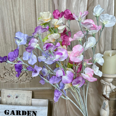 Ein guter Preis. Echte Erbsenblume Mann Fake Blumen Bundle Hochzeitsblumen Fertig Wohnzimmer Dekoration Blumenkunst Online