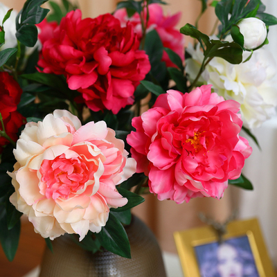 Ein guter Preis. Simulierte Pfingstblume Hochzeit Chinesisch Rote Einweihung Dekoration Wohnzimmer Kunststoff Ornament Pfingstblume Simulierte Blume Online