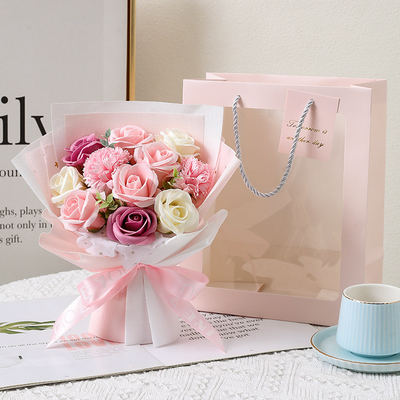 Ein guter Preis. Praktisches Valentinstagsgeschenk, Geburtstagsgeschenk für Freundin und beste Freundin, Rosenseife, 11 Blumen, Handtaschenstrauß Online