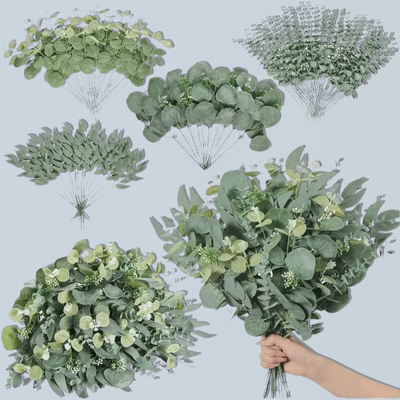 Ein guter Preis. Simulation eines einzelnen Geldblätters, Eukalyptusblatt, kleine Blumenbündel, 5-Fork Insen-Serie Hochzeitsblumenarrangements Zubehör, Materialdekoration Online