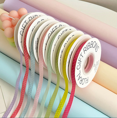 Ein guter Preis. Polyester-Doppelseitiges Polka-Dot-Band 1cm/18m, perfekt für handgemachte DIY-Verpackungen, Blumensträuße und Schleifendekoration Online