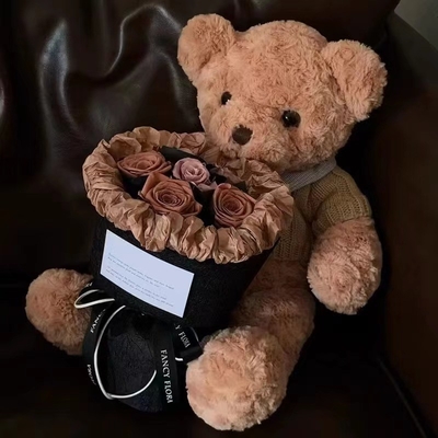 Ein guter Preis. Puppen Plüsch süßer Bär Strauß, ewige Rose künstliche Blume Valentinstagsgeschenk, Geburtstagsgeschenk für Mädchen Online