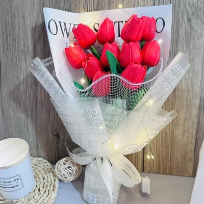 Ein guter Preis. Weihnachtsrosen und Tulpen künstliche Blumenstrauß Bekenntnis Geburtstagsgeschenk Hersteller Großhandel Blumenstrauß Geschenke Online