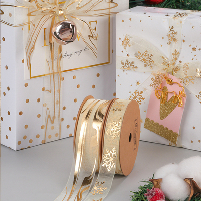 Ein guter Preis. Valentinstag Dekoration Schnee Guss Geschenkkuchen Blumenverpackung Band Krawatte mit weißem Vergoldung Online