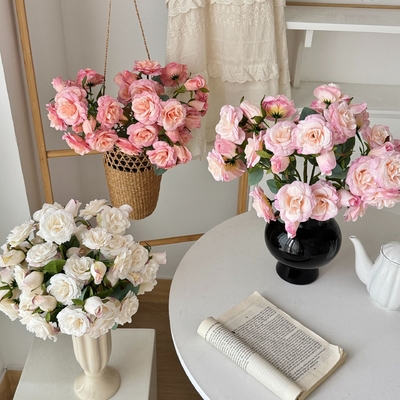 Ein guter Preis. 12köpfige Elsa Rose Simulation Blume Rose Fake Blume Zuhause Wohnzimmer Esstisch Dekoration Fotografie Prop Online