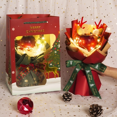 Ein guter Preis. Kreatives Weihnachtsgeschenk: Ein Blumenstrauß aus Friedensäpfeln, DIY-Materialien, Apfelblumen und ein Weihnachtsrentierstrauß für deine Freundin Online