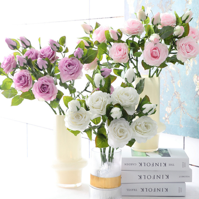 Ein guter Preis. Simulierte Blume Textur Feuchtigkeitsspendende Rose Fake Blume Heimdekoration Hochzeit Rose 2 Kopf Textur Anna Rose Online