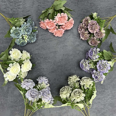 Ein guter Preis. Simulierter 7-köpfiger Hibiskus-Rosenstrauß Heimdekoration Hochzeitsszene Dekoration Grenzüberschreitende handgefertigte falsche Blumendekoration Online