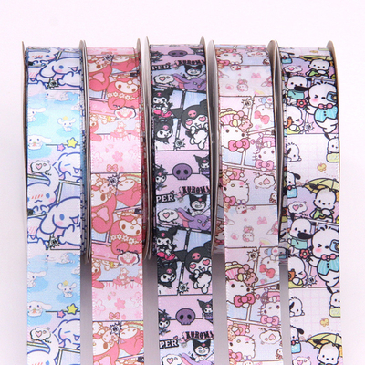 Polyester Sanrio Cartoon Niedliches Musterband für DIY-Bastelarbeiten, perfektes Geschenkband für Schüler, Geschenkbox-Verpackungsband